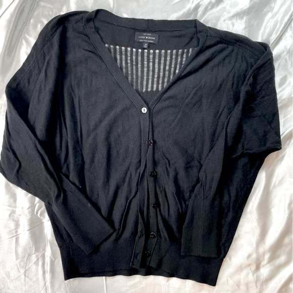 Drop shoulder soft knitted / distressed cardigan in black - Picture 2 of 9